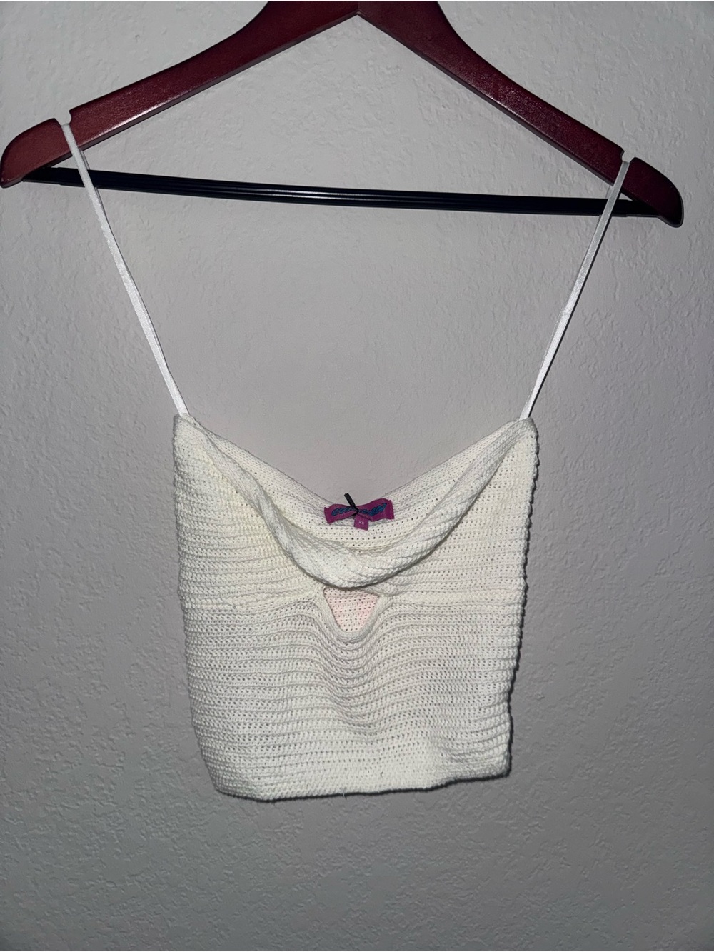 White Crochet Strapless Sweater Top